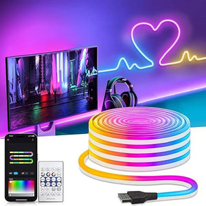 USB RGB Neon LED Strip Light 5m – Smart App & Remote Controlled